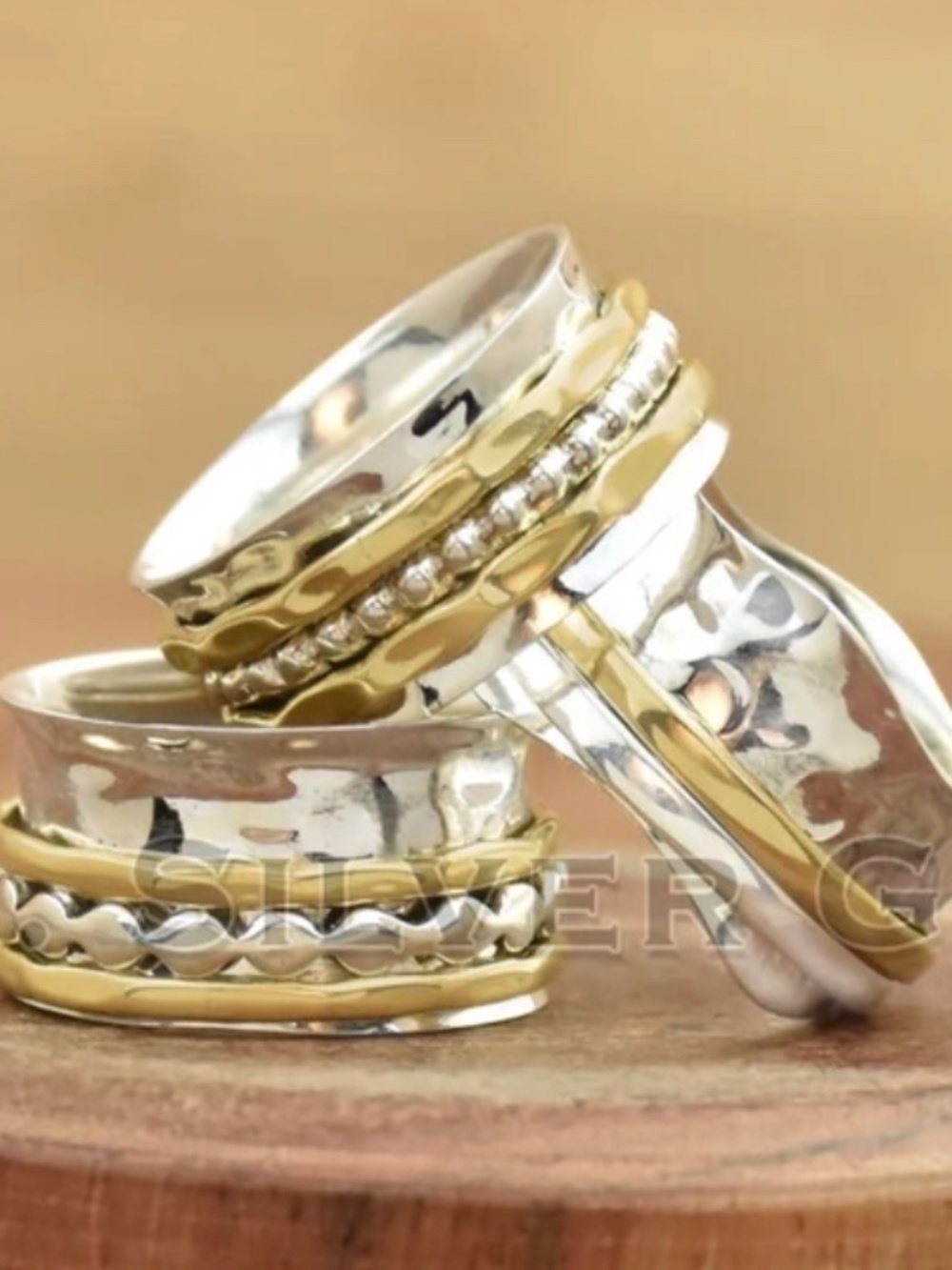 Hammer spinner ring size 9.5 sterling silver